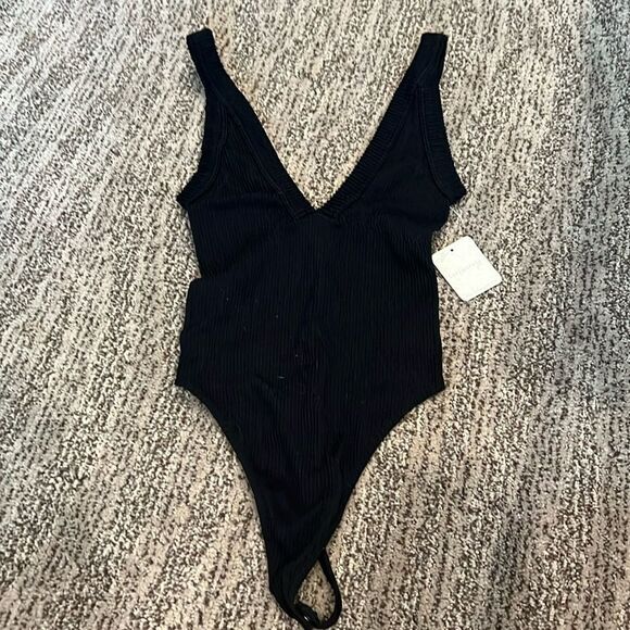 Free People Tops - Free People Ribbed Seamless Bodysuit Black XS/S